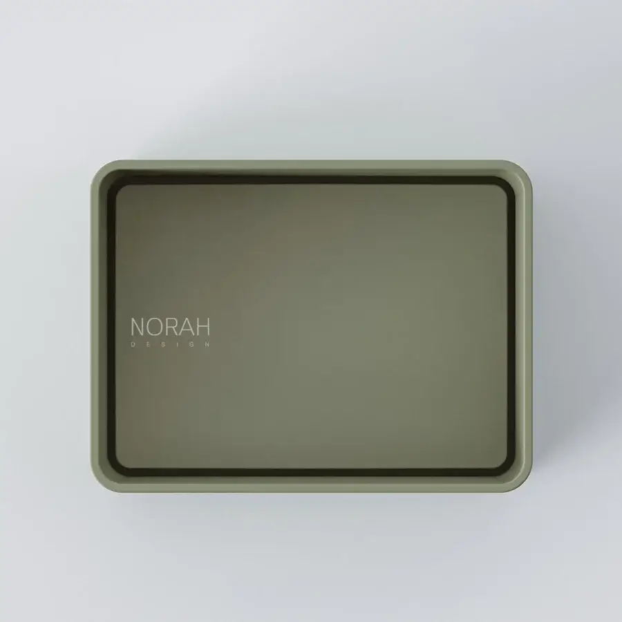 Superior Norah Design CUBA 03 washbasin crafted in muted olive green Norahcryl with a velvety matte finish