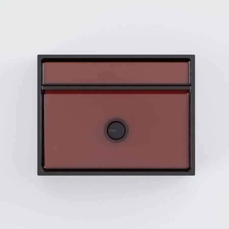Distinguished Norah Design CUBA washbasin crafted in reddish-brown Norahcrystal with a smooth satin finish