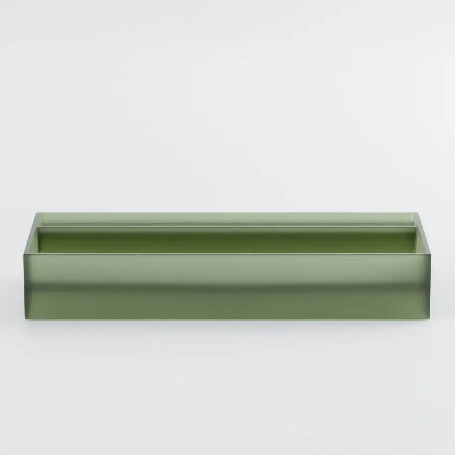 Distinguished Norah Design CUBA washbasin crafted in translucent muted green Norahcrystal with high-performance resin finish