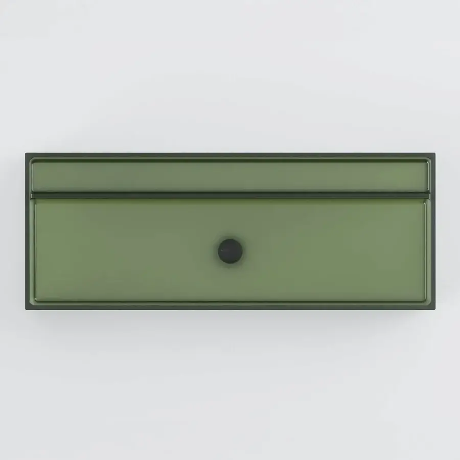 Captivating Norah Design CUBA washbasin crafted in translucent olive green Norahcrystal and high-performance resin with a smooth matte finish