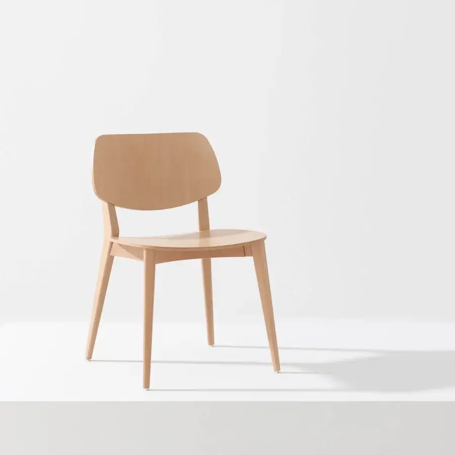 Exceptional Billiani Doll dining chair with gently curved light wood and satin finish