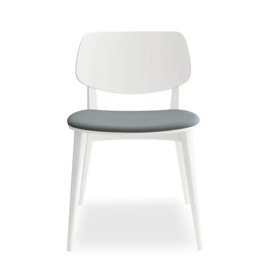 Superior Billiani Doll dining chair with a sleek white molded shell and dark gray textile cushion crafted in Italy