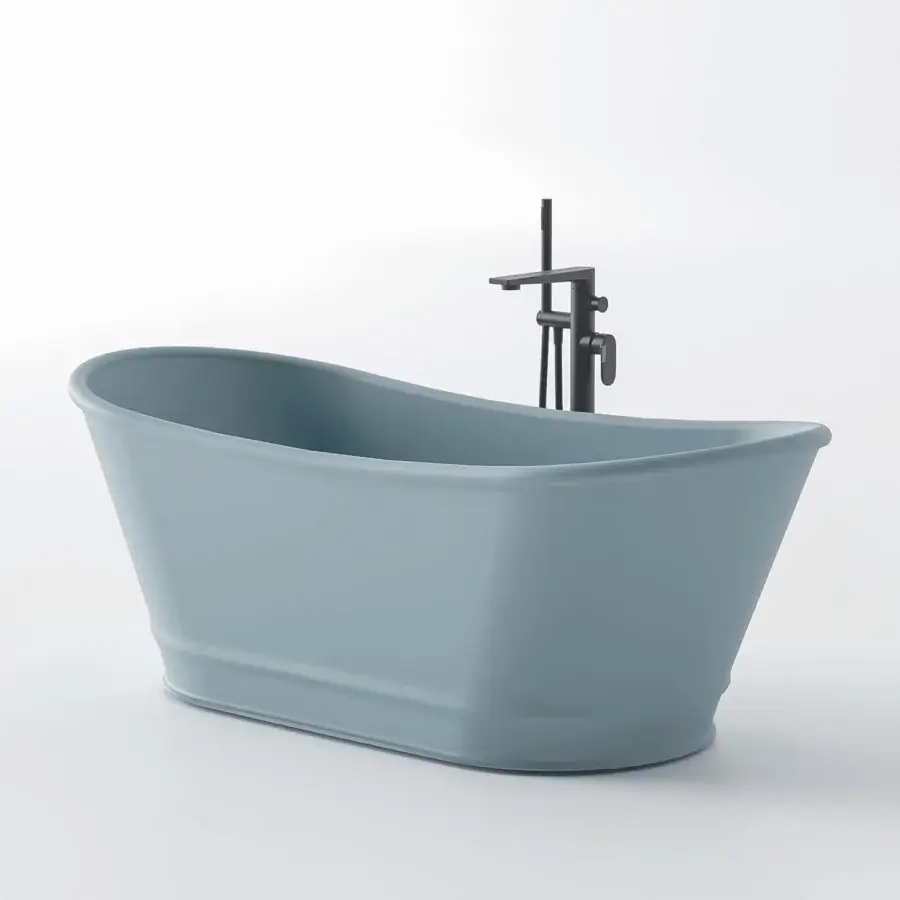 Superior Norah Design ARBT 02 bathtub crafted with organic curves in blue-grey NorahCryl with velvety matte finish