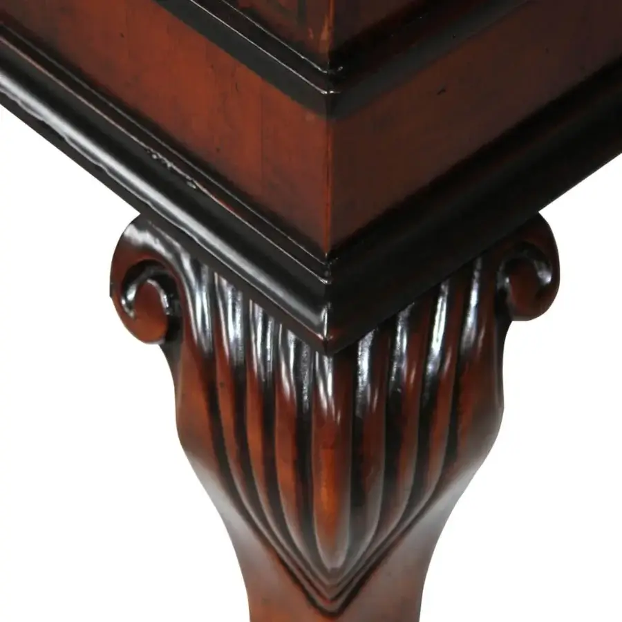 Distinguished Faber Mobili Chamonix sideboard crafted with walnut and walnut crotch wood in a glossy reddish-brown finish
