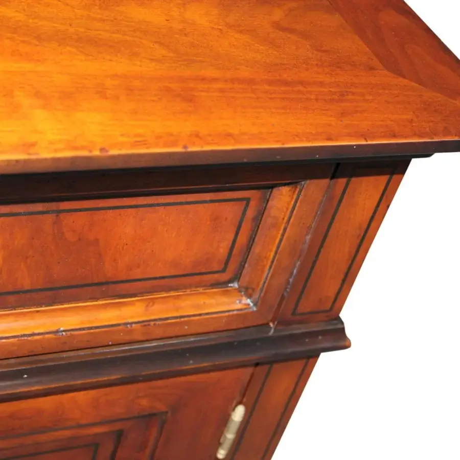 Elegant Faber Mobili Chamonix sideboard crafted with walnut and walnut crotch wood in a warm reddish-brown tone and satin finish