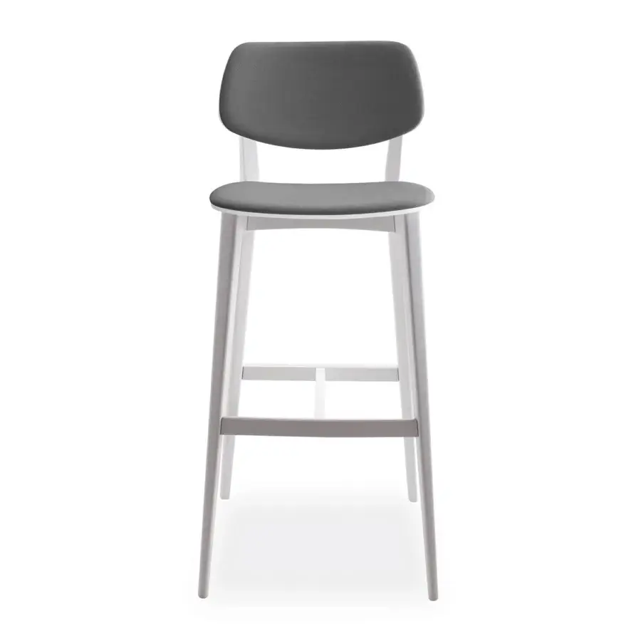 Elegant Billiani Doll stool with matte light gray metal and dark gray textile upholstery for refined seating