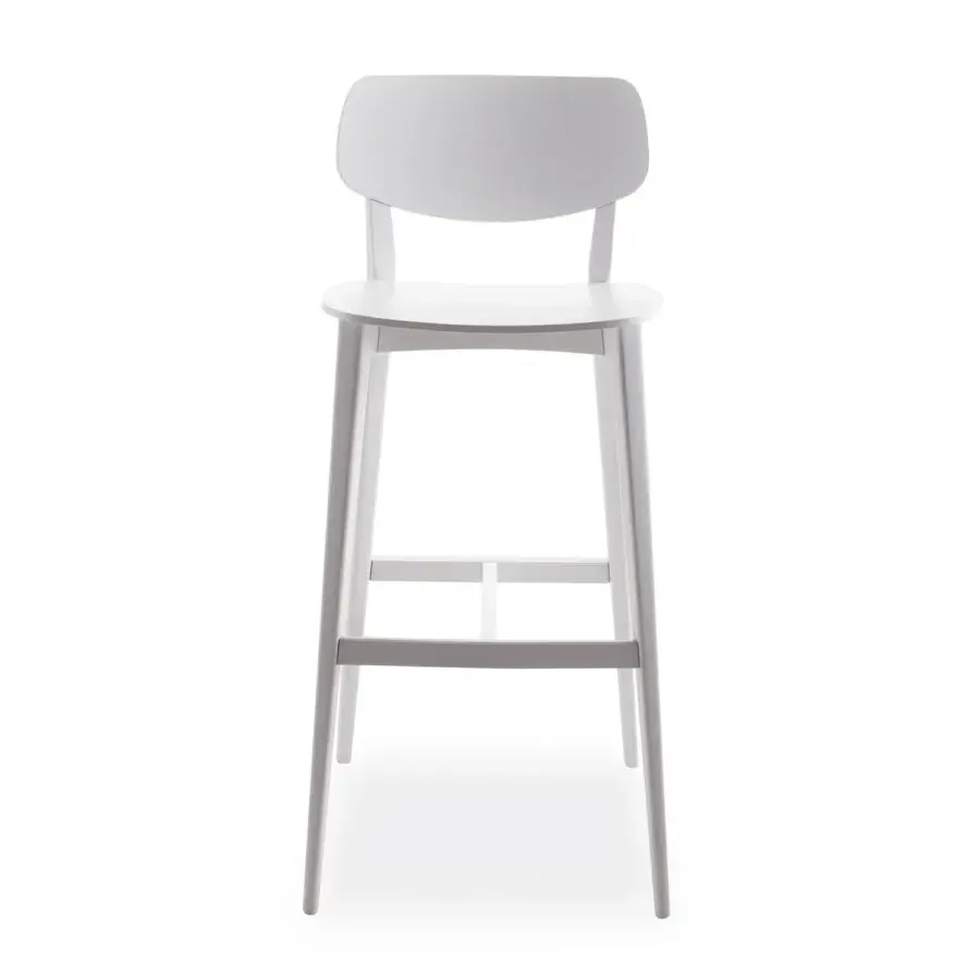 Superior Billiani Doll stool in light gray wood with a sleek angular silhouette and curved backrest