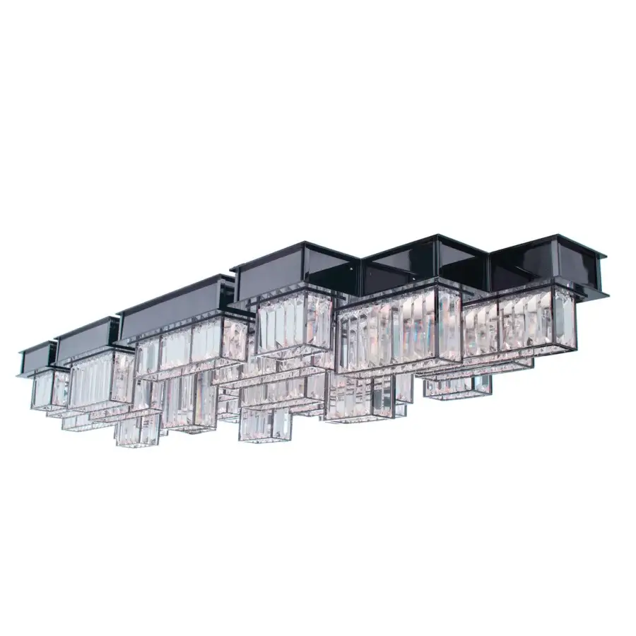 Distinguished Patrizia Garganti Gisele with Rods suspension lamp in dark metal with clear faceted glass crystals and warm white illumination