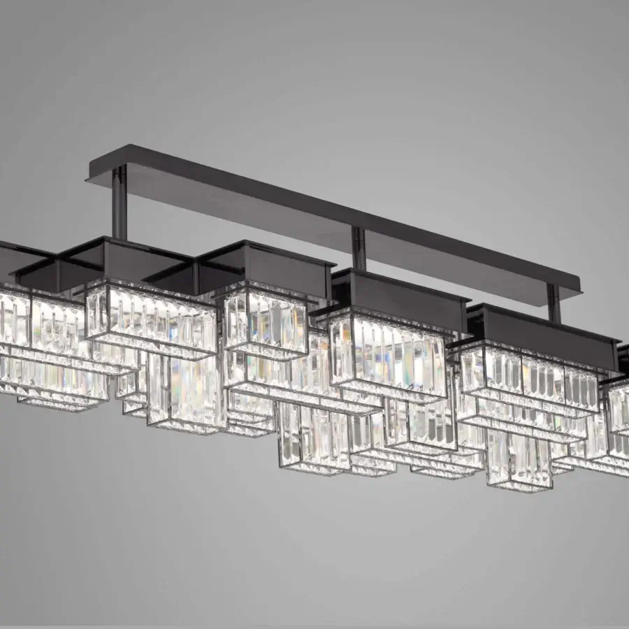 Distinguished Patrizia Garganti Gisele with Rods suspension lamp crafted in metal with crystal elements and satin black finish