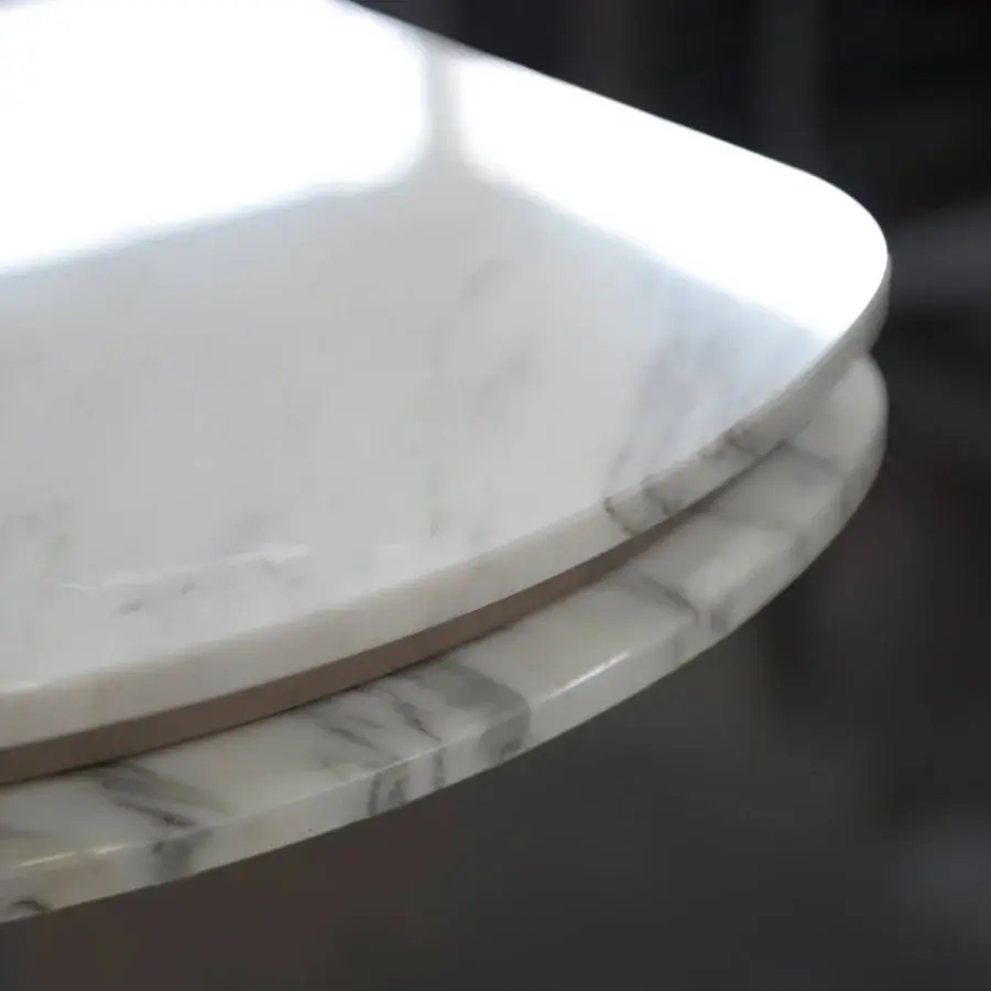 Superior Capital Ercole console sculpted from pure white marble with subtle gray veining and a polished glossy finish