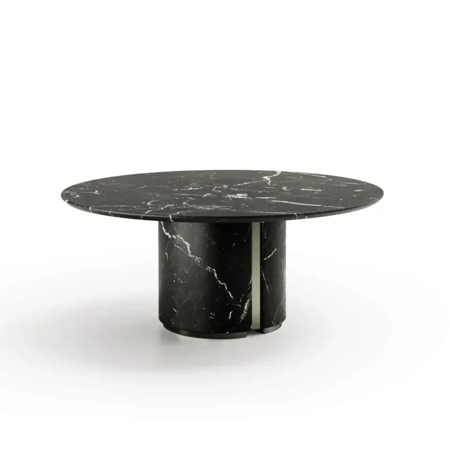 Exceptional Capital Ercolino coffee table crafted in polished marble with dramatic black and white veining