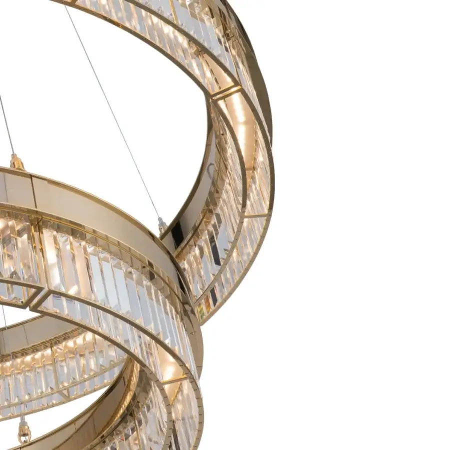 Lavish Patrizia Garganti Gisele suspension lamp crafted in metal with cascading clear glass elements and glossy gold finish