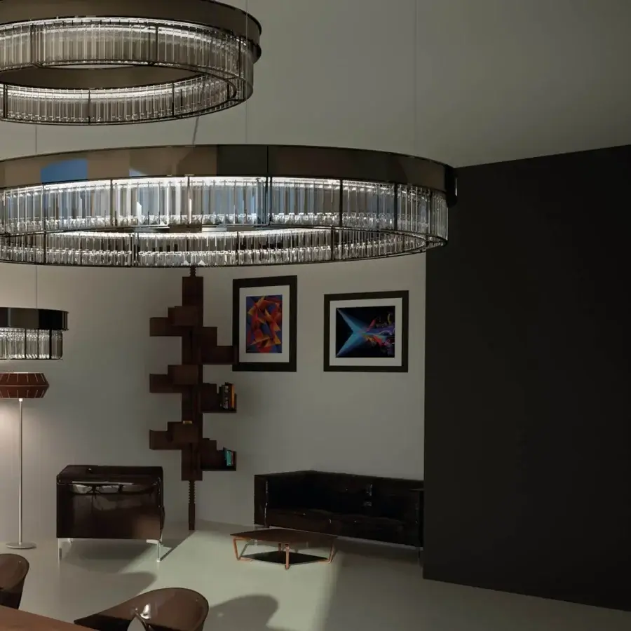 Elegant Patrizia Garganti Gisele suspension lamp with warm 3000K LED illumination crafted in Italy for balanced light diffusion