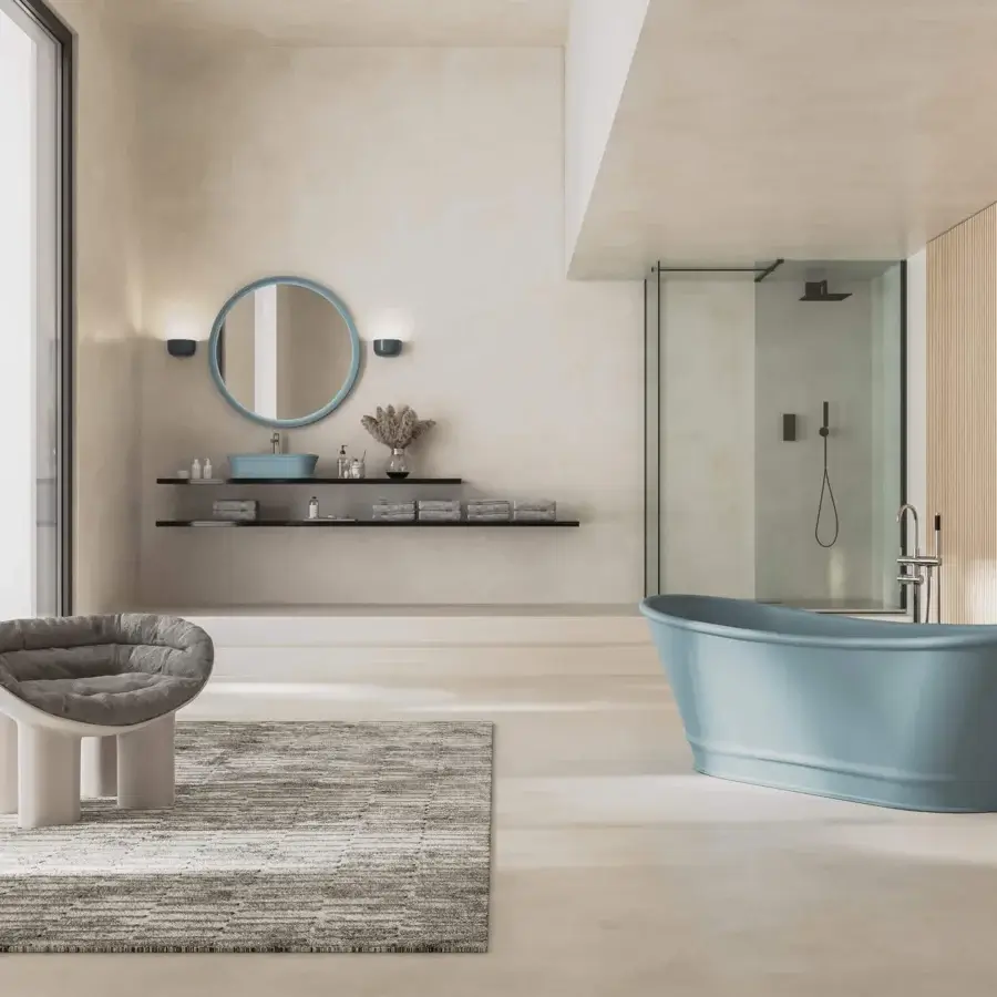 Exceptional Norah Design MCVSPC01 mirror with light blue Norahcryl and velvety matt texture