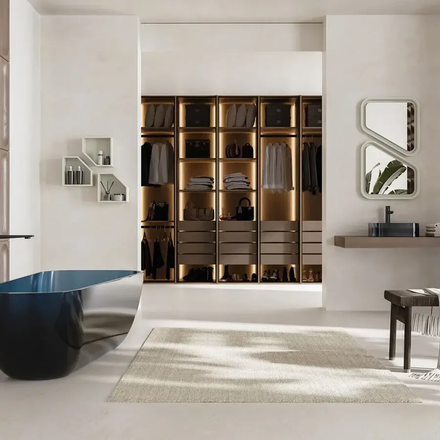 Exclusive Norah Design MCVSPC03 mirror with layered asymmetrical form in contemporary silvered Norahcryl and velvety matt finish