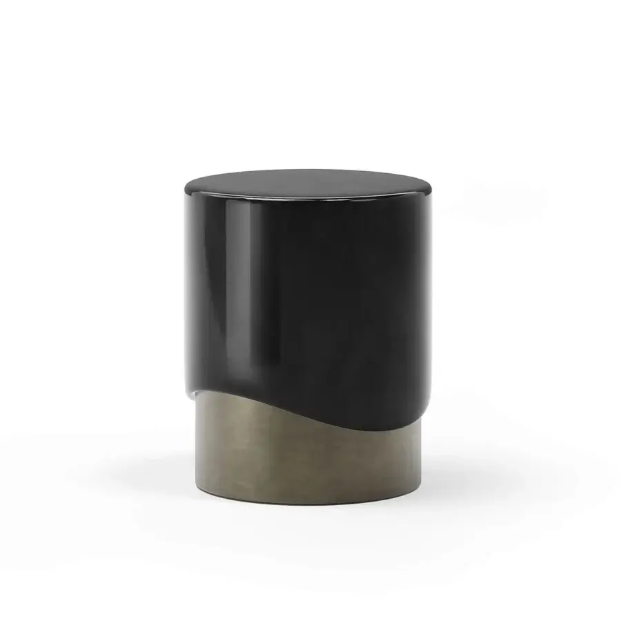 Distinguished Capital Merian side table crafted in Italy with dark glossy tabletop and matt lacquered surface