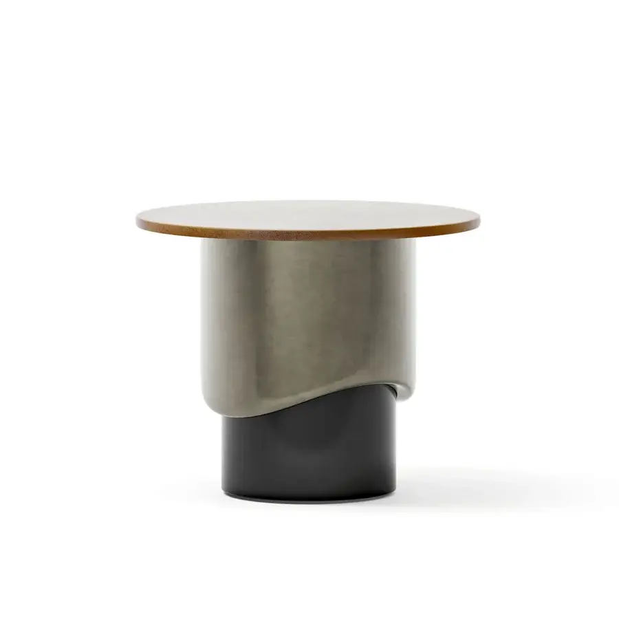 Distinguished Capital Merian glass side table with bronzed fused glass top and lacquered base in a satin finish