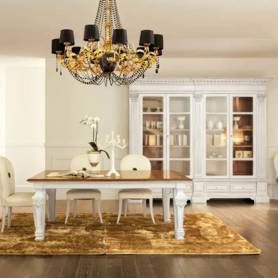 Elegant Faber Mobili Firenzuola bookcase crafted in oak with oak burl details and a satin sheen finish