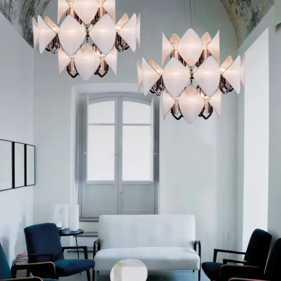 Superior Patrizia Garganti Holly Units chandelier with luminous tiers built in light material and satin-finish metallic framework