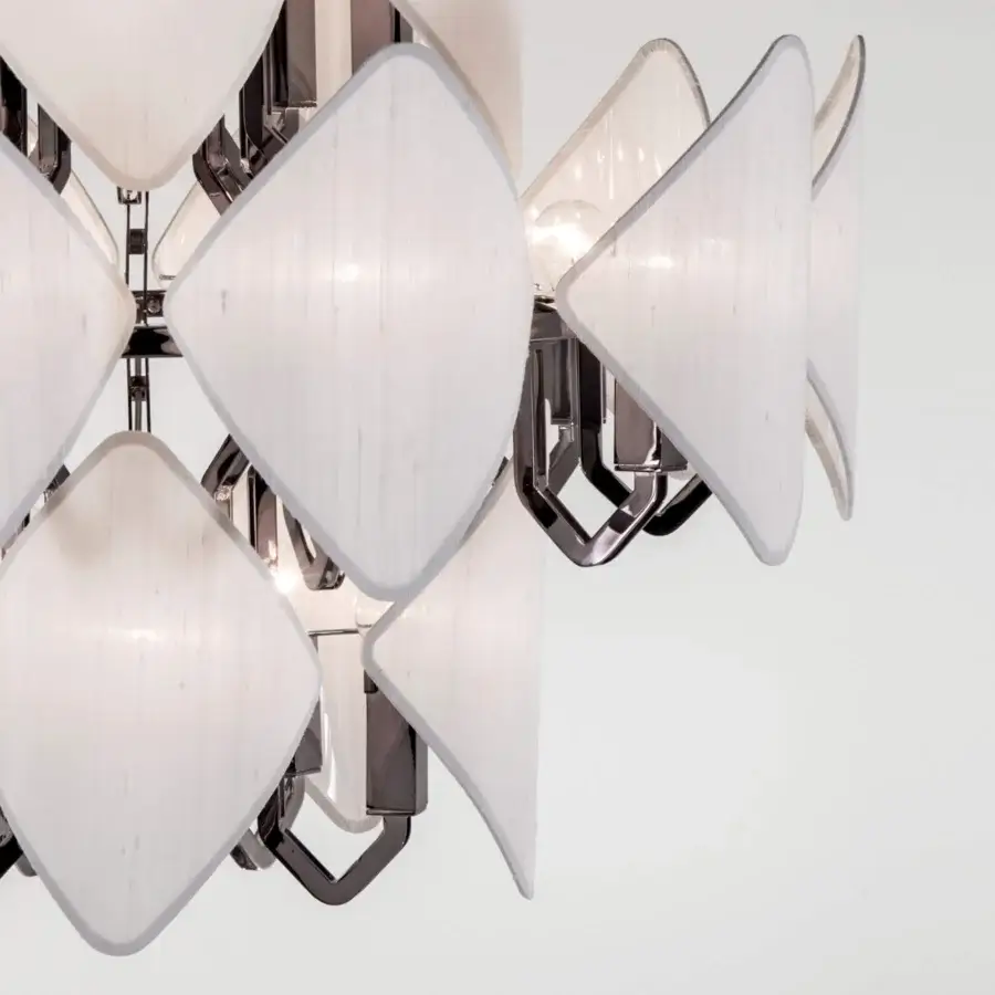 Exceptional Patrizia Garganti Holly Units chandelier in light-colored material with polished metallic supports and satin finish