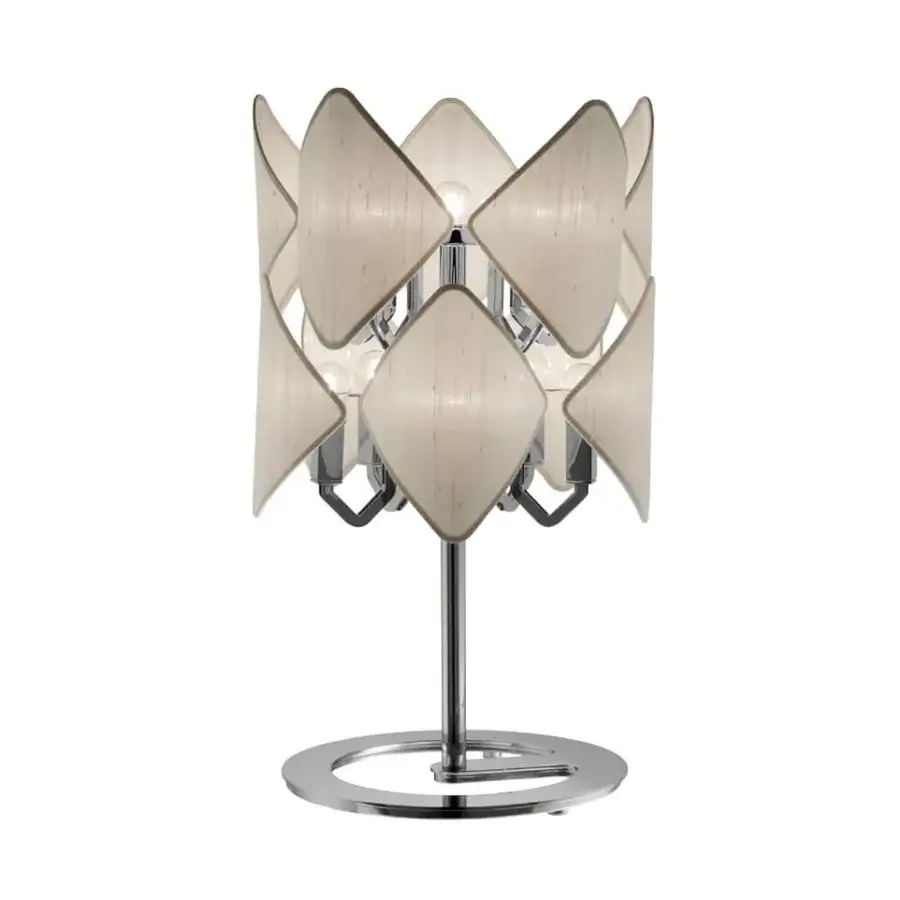 Exceptional Patrizia Garganti Holly table lamp in creamy white and polished chrome-plated metal with a slightly textured finish