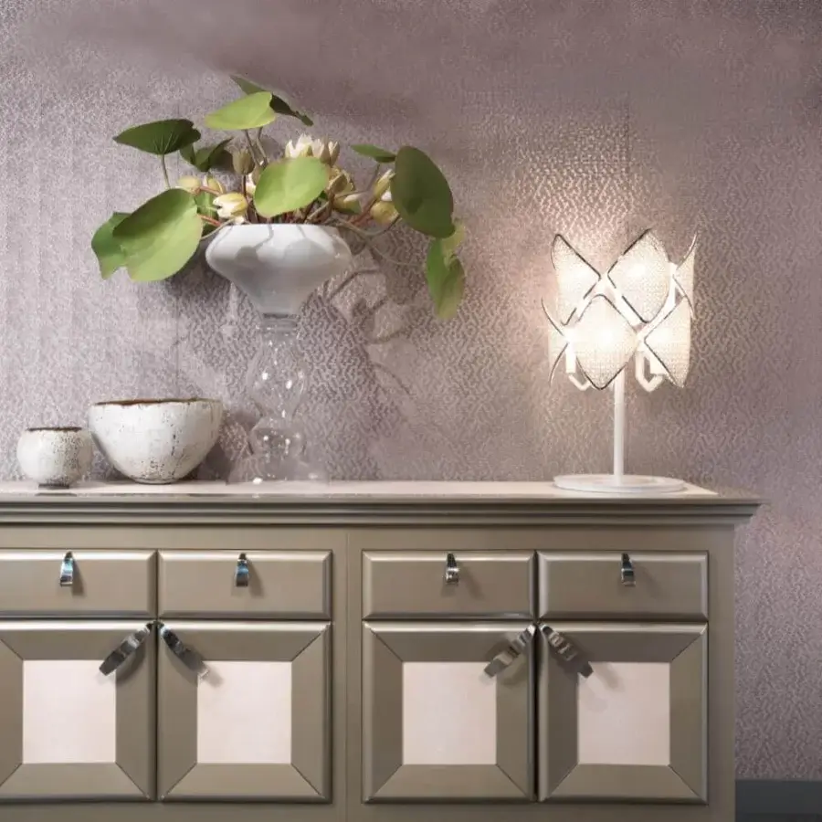 Distinguished Patrizia Garganti Holly table lamp with rhombus modules and metallic finishes reflecting light like gemstones