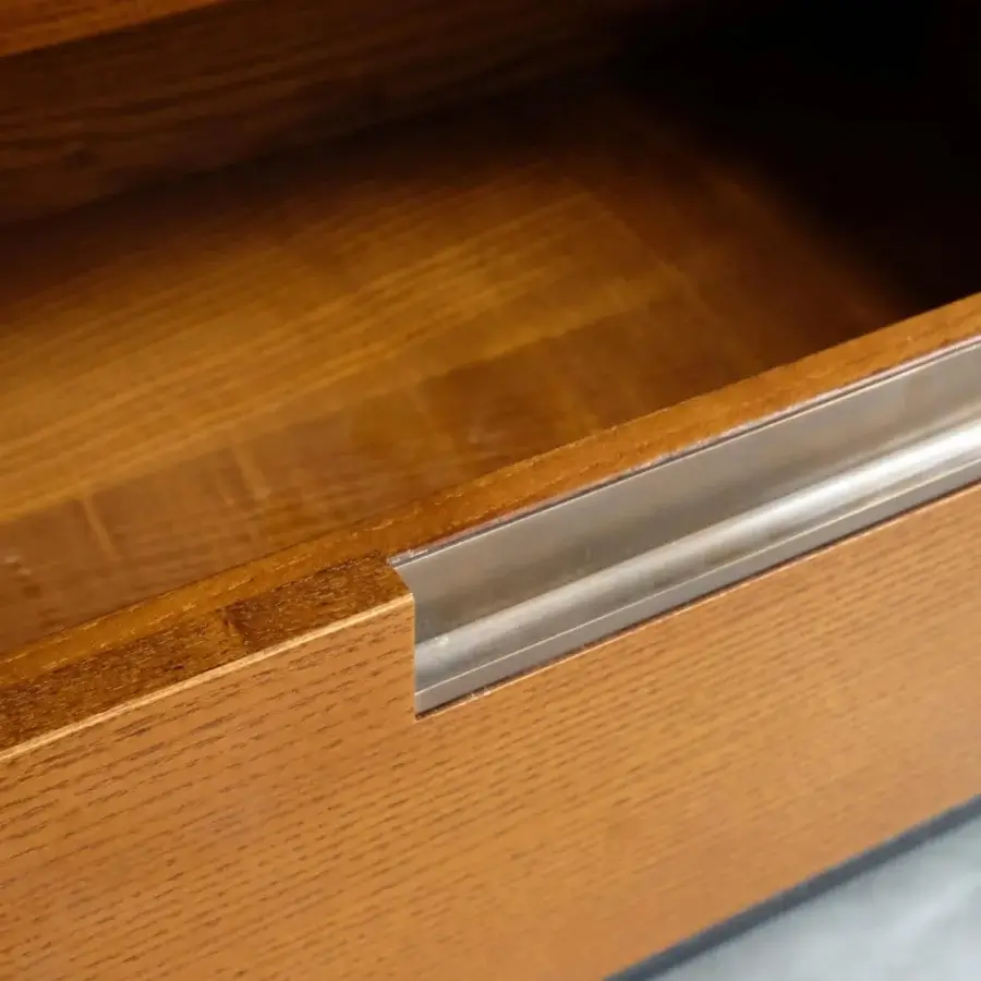 Distinguished Faber Mobili Topkapi bookcase in walnut with a satin finish and brushed metal handle