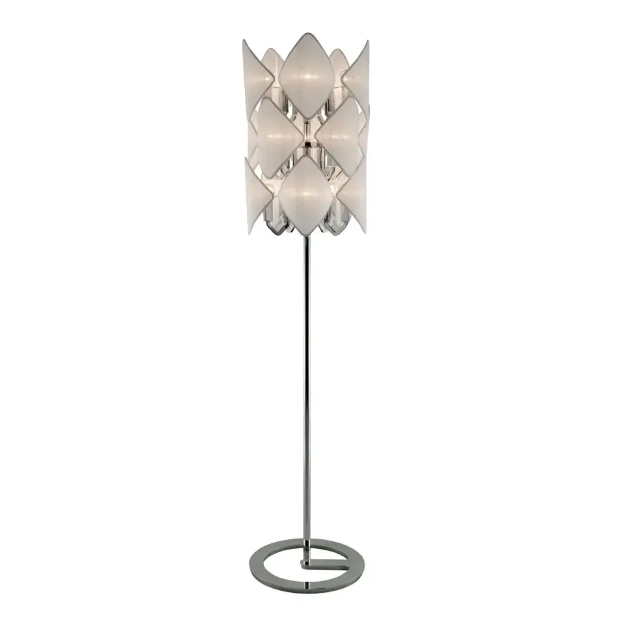 Captivating Patrizia Garganti Holly floor lamp with a translucent off-white synthetic shade and polished metallic frame