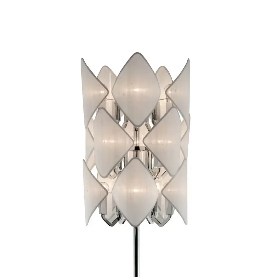 Distinguished Patrizia Garganti Holly floor lamp with blossoming tiers in translucent synthetic material and polished metallic finish