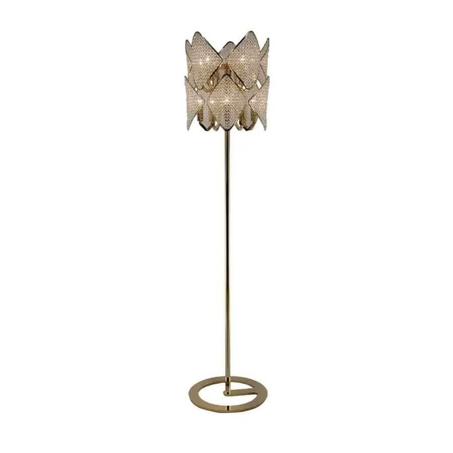 Superior Patrizia Garganti Holly floor lamp crafted in metal with a polished finish and rhombus-shaped modules