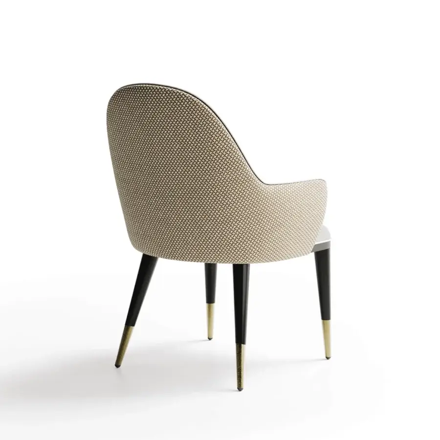 Distinguished Capital Adele armchair crafted in Italy with sumptuous textured textile and satin-finish legs