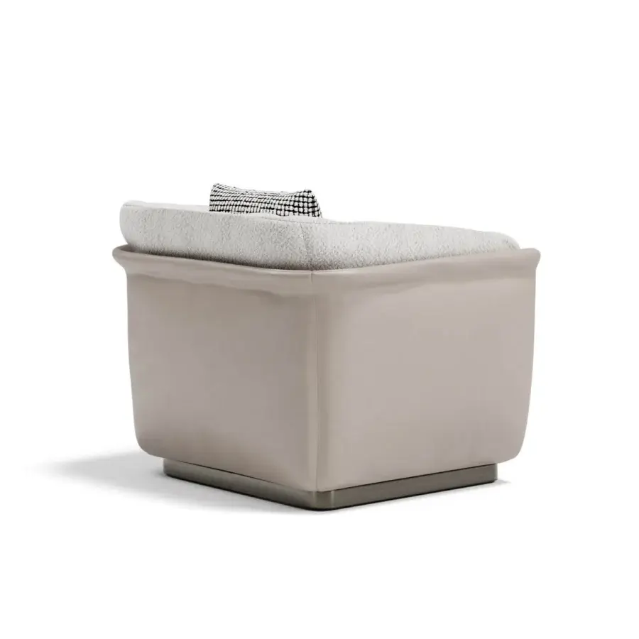 Superior Capital Allure lounge chair upholstered in neutral beige fabric with light gray textured cushions and elegant metal accents