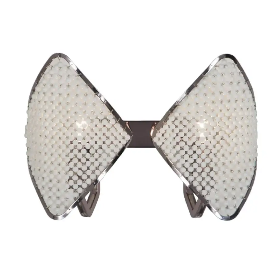 Distinguished Patrizia Garganti Holly Wall Lamp with a satin metallic frame and textured white spheres crafted in Italy