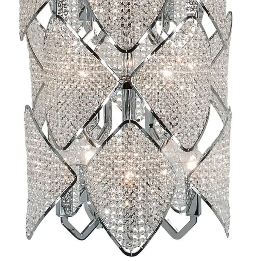 Superior Patrizia Garganti Holly Units suspension lamp with polished metal and dazzling crystals in a silver finish