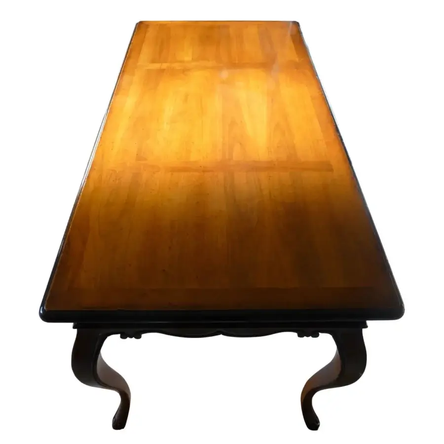 Elegant Faber Mobili Tiepolo desk built in walnut with a glossy finish and gracefully curved cabriole legs