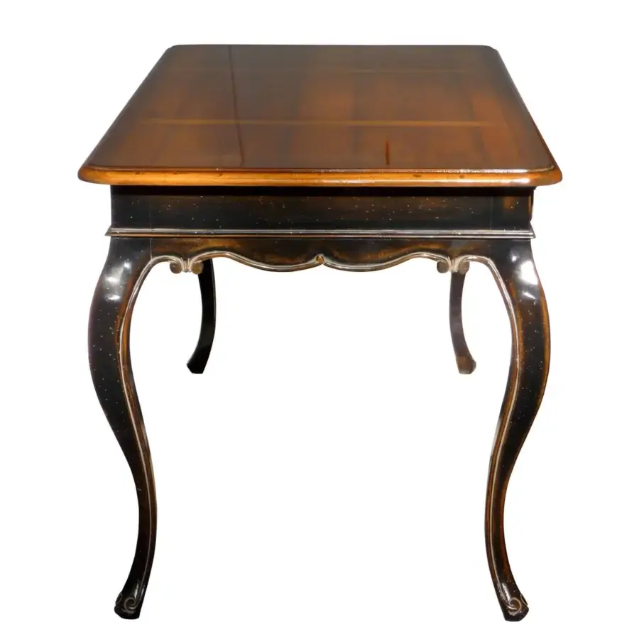 Exceptional Faber Mobili Tiepolo desk crafted in walnut with a dark brown finish and gracefully curved cabriole legs