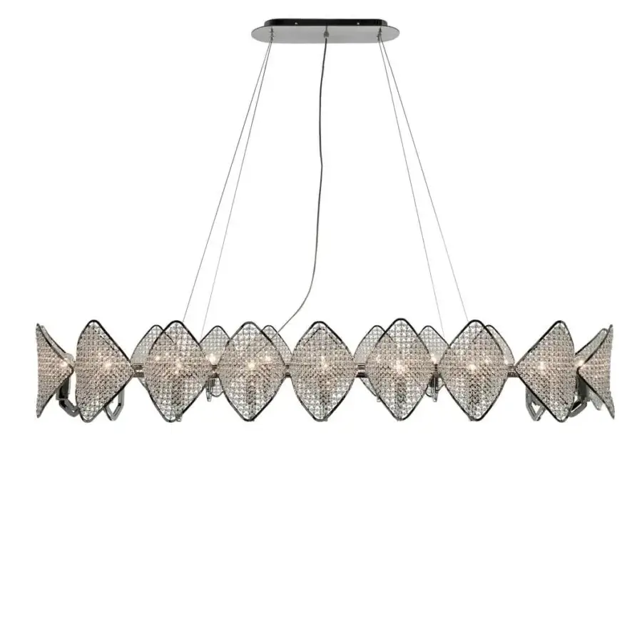 Distinguished Patrizia Garganti Holly suspension lamp with rhombus modules and polished metallic finish crafted in Italy