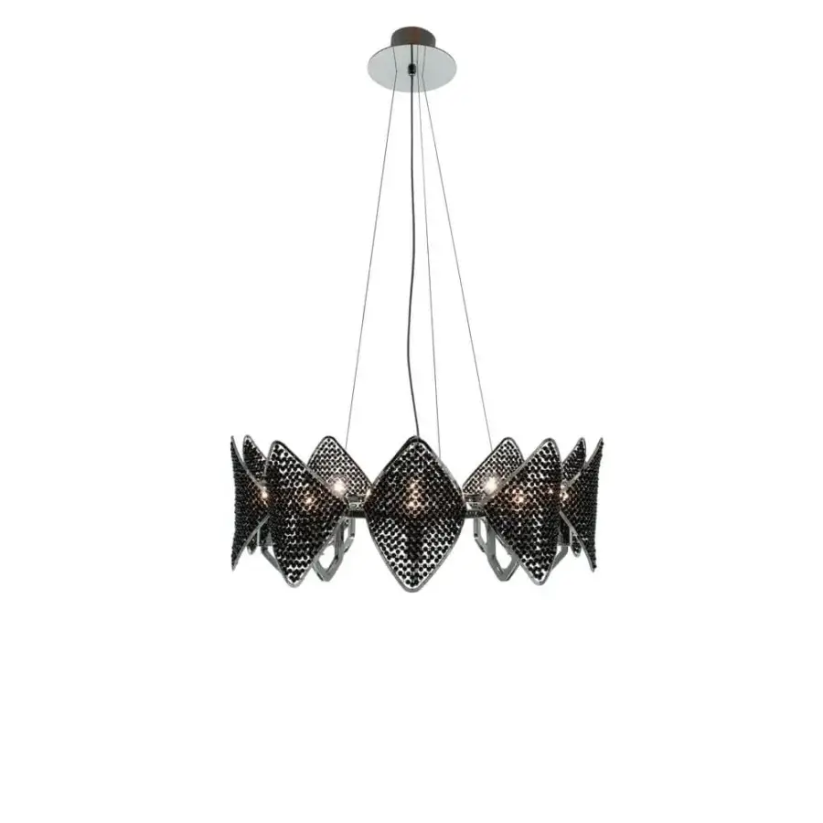 Distinguished Patrizia Garganti Holly suspension lamp with rhombus modules and dark textured metallic finish