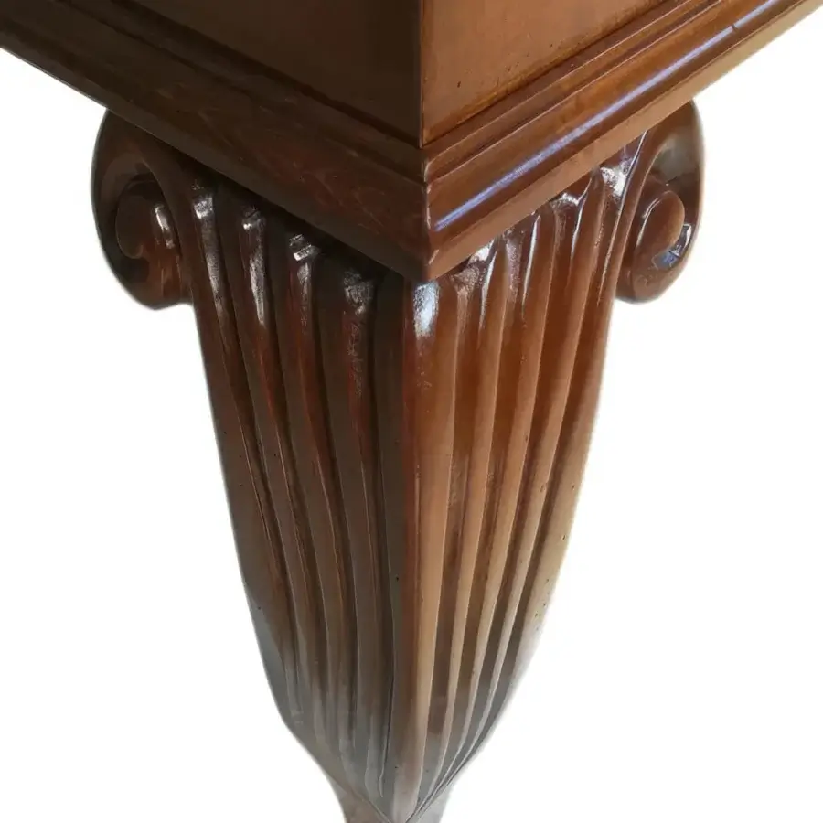 Elegant Faber Mobili Saint Matré table crafted in walnut with herringbone inlay and satin finish