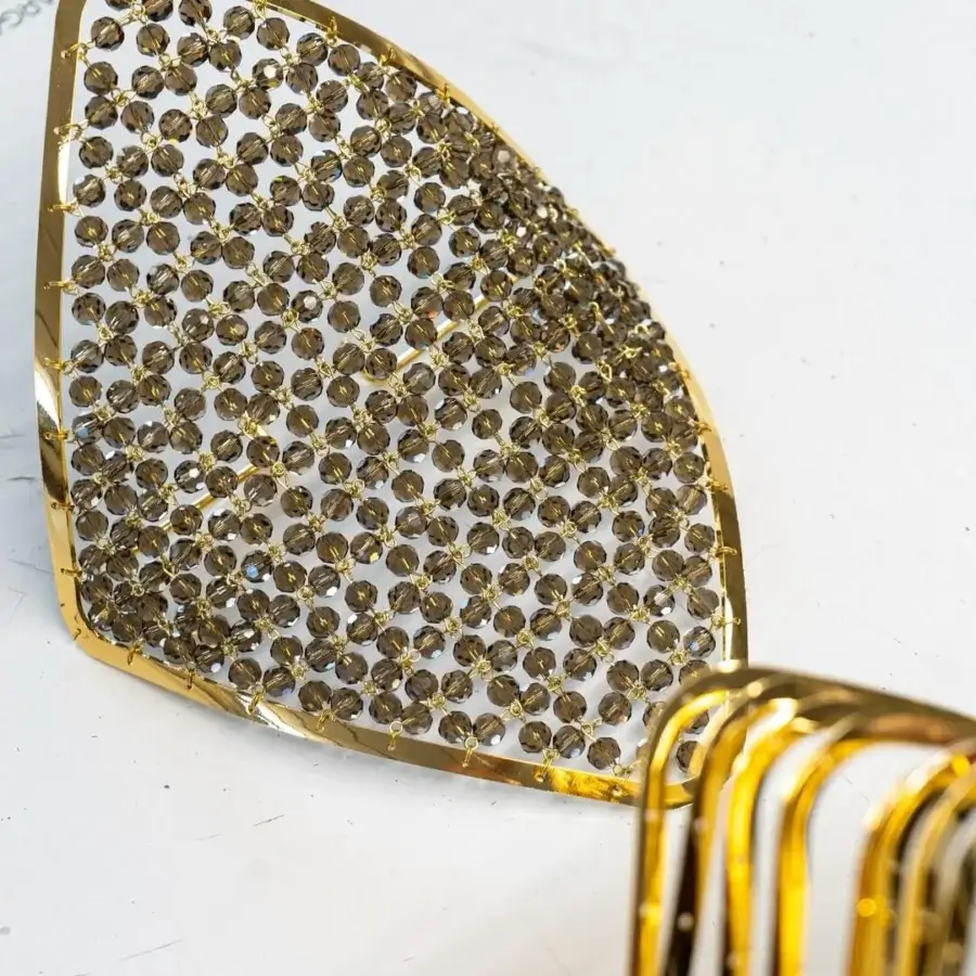 Exclusive Patrizia Garganti Holly chandelier crafted in Italy with shimmering smoky gray and radiant gold-toned metal