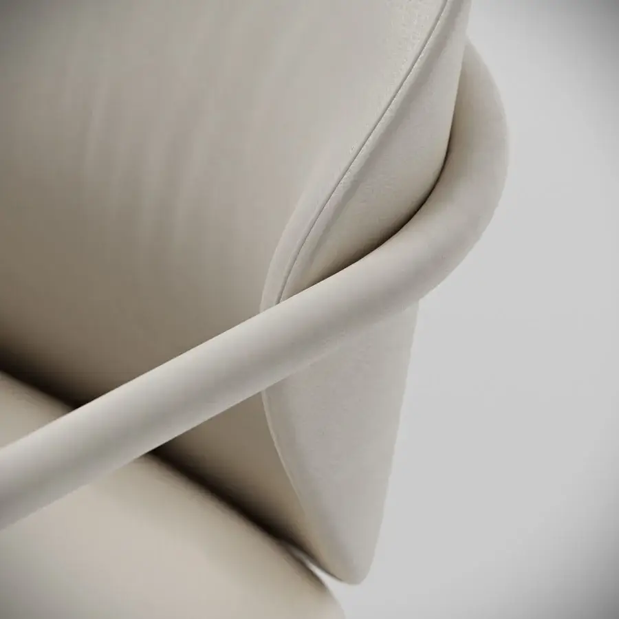 Superior Capital Flora armchair in light beige textile with matte finish and galvanic aluminum structure