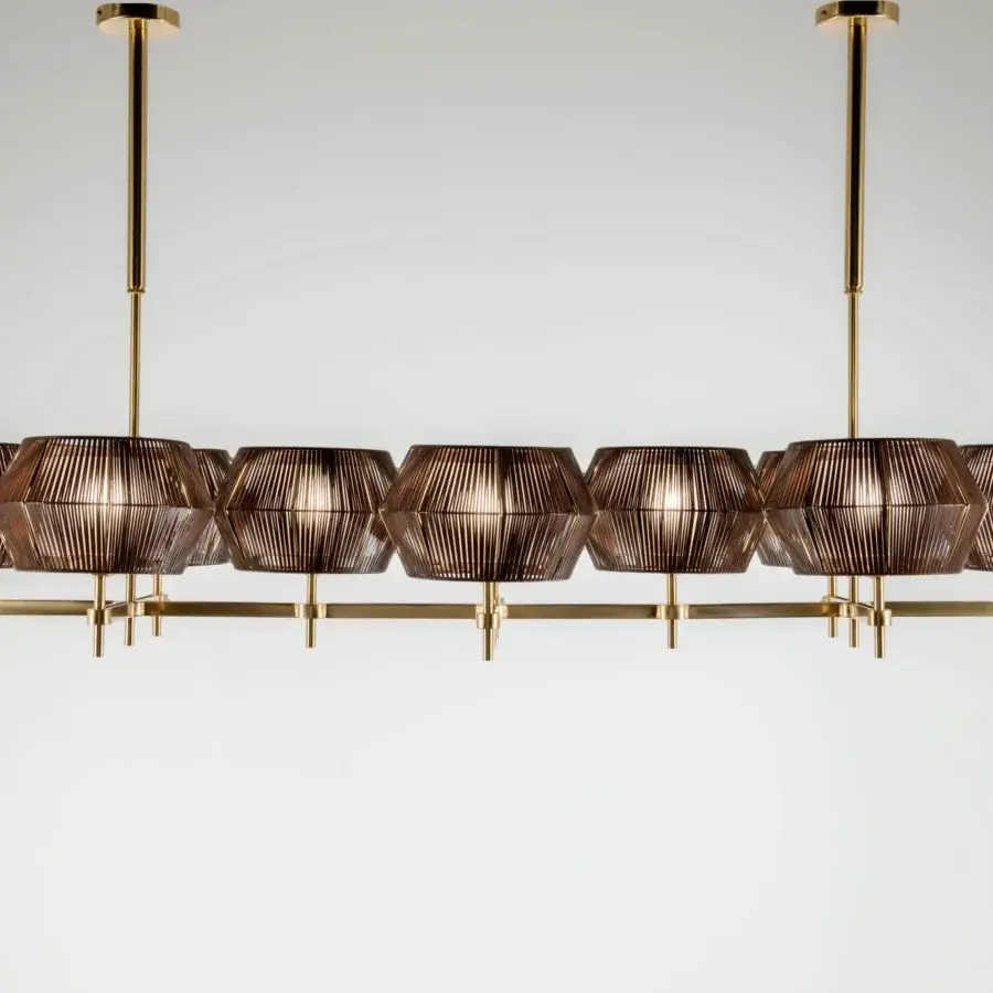 Distinguished Patrizia Garganti Novecento lamp crafted in brass with translucent shades and satin finish