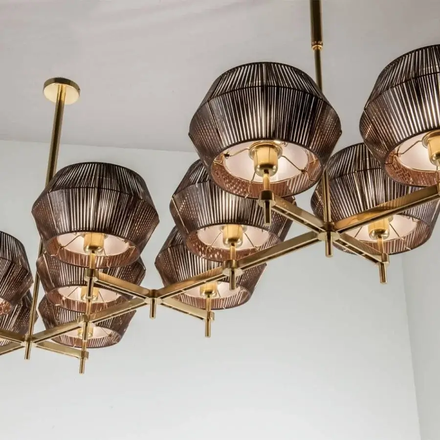 Exceptional Patrizia Garganti Novecento lamp crafted in metal with warm gold finish and satin sheen
