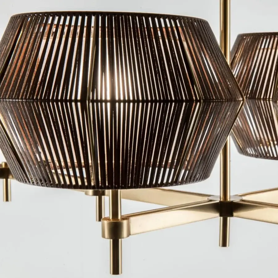 Distinguished Patrizia Garganti Novecento lamp crafted in metal with satin finish and warm gold tone