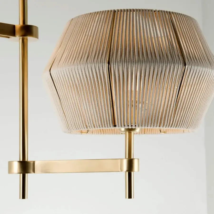 Elegant Patrizia Garganti Novecento vertical suspension lamp in polished golden metal with a satin sheen