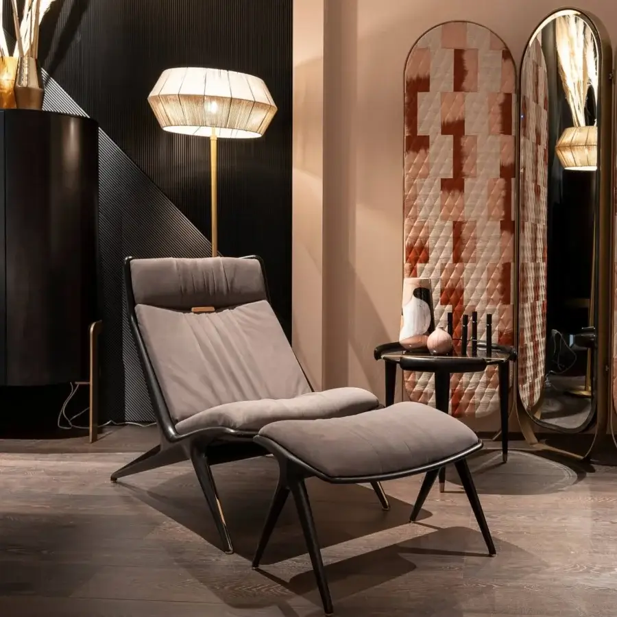 Exceptional Patrizia Garganti Novecento floor lamp with white string lampshade and balanced proportions crafted by skilled artisans in Italy