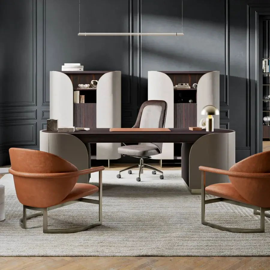 Superior Capital Flora lounge chair in warm brown textile upholstery crafted with a galvanic aluminum base