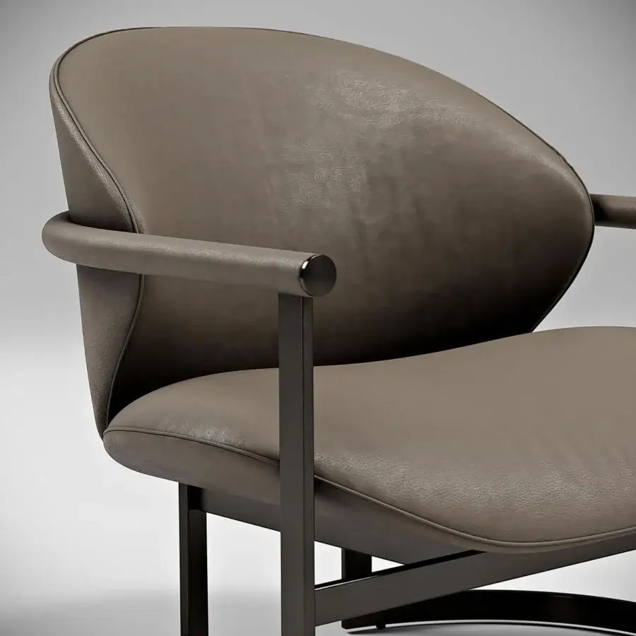 Exceptional Capital Flora lounge chair in textured polyurethane composite with a galvanic aluminum structure