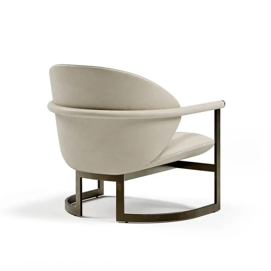 Distinguished Capital Flora lounge chair with neutral beige polyurethane composite upholstery and galvanic aluminum structure