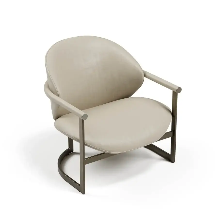 Elegant Capital Flora lounge chair with neutral beige polyurethane composite upholstery and galvanic aluminum structure